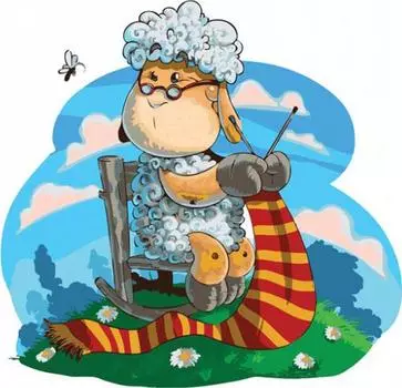 Картина по номерам «Овечка-рукодельница»