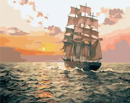 Картина по номерам «Парусник на закате»