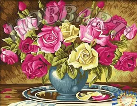 Картина по номерам «Пышно-розовый букет»