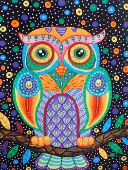 Картина по номерам «Разноцветная сова»
