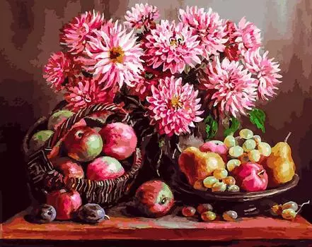 Картина по номерам «Розовые георгины»