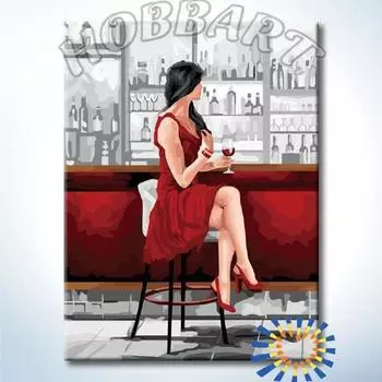 Картина по номерам «С бокалом вина»