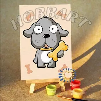 Картина по номерам «Щенок с косточкой»