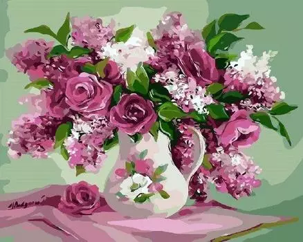 Картина по номерам «Сирень и розы»