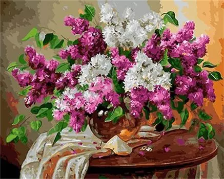 Картина по номерам «Сирень на столике»