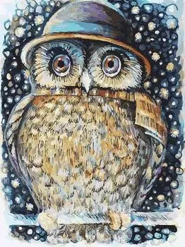 Картина по номерам «Сова в шляпе»