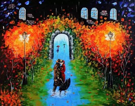 Картина по номерам «Свидание под дождем»