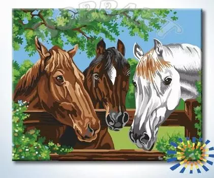 Картина по номерам «Тройка скакунов»