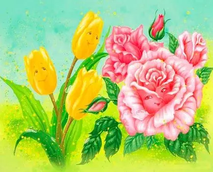 Картина по номерам «Тюльпан и роза»