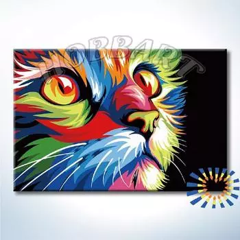 Картина по номерам «Ваю Ромдони. Радужный кот»