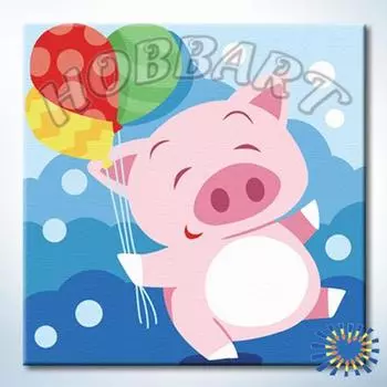 Картина по номерам «Веселые зверюшки. Пятачок»