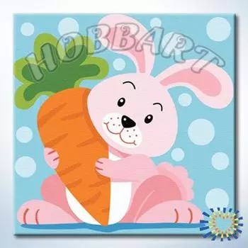 Картина по номерам «Веселые зверюшки. Зайчик»