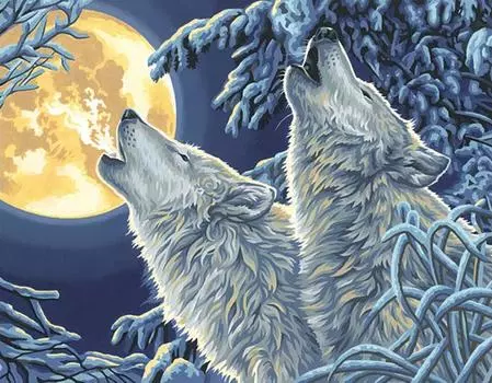 Картина по номерам «Волки в лунном свете»
