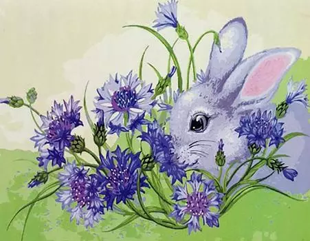 Картина по номерам «Зайка в васильках»