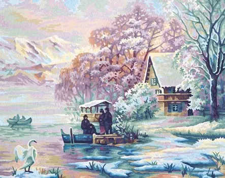 Картина по номерам «Зима на озере»