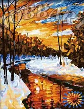 Картина по номерам «Зимний ручей»