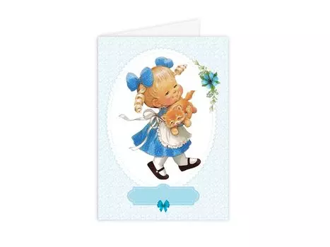 Набор для открытки «Девочка с котенком»