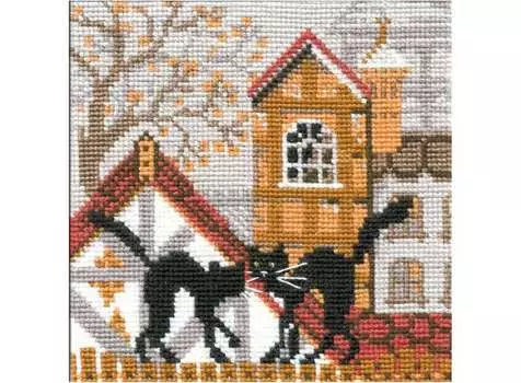 Набор для вышивания «Город и кошки.Осень»