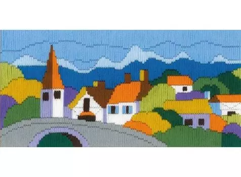 Набор для вышивания «Городок в горах» (длинный вертикальный стежок)