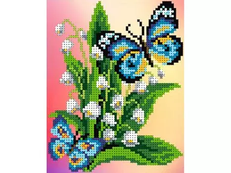 Набор вышивки бисером «Бабочка на ландышах»