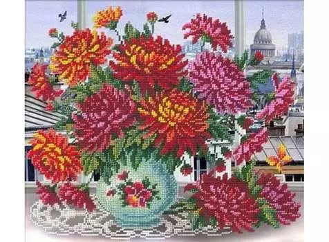 Набор вышивки бисером «Хризантемы Парижа»