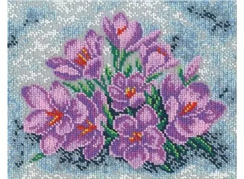 Набор вышивки бисером «Крокусы в снегу»