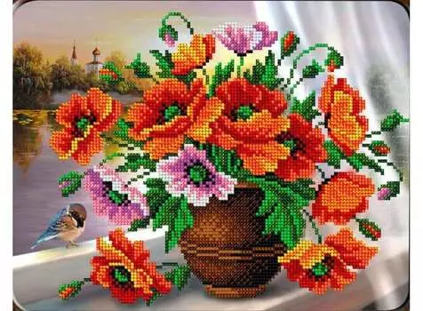 Набор вышивки бисером «Маки в вазе»