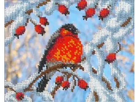 Набор вышивки бисером «Маленький снегирь»