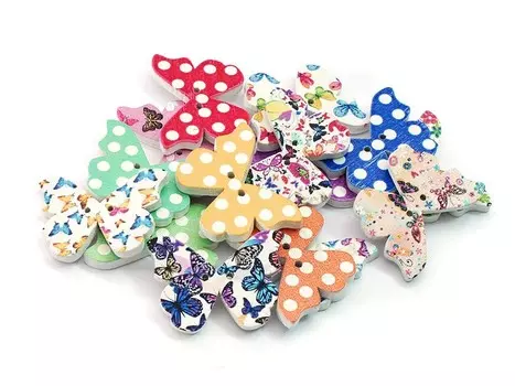 Пуговицы декоративные Бабочки с рисунком