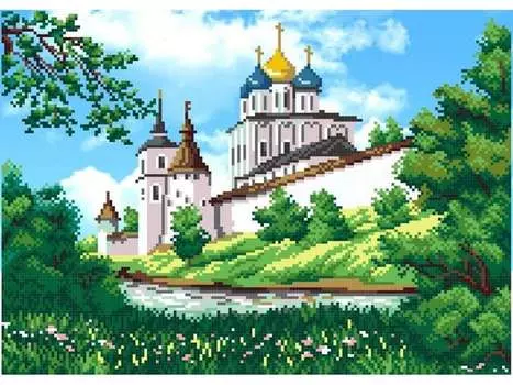 Рисунок на габардине «Храм»