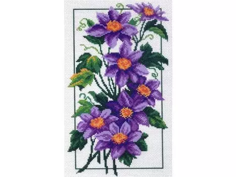 Рисунок на канве «Клематисы»