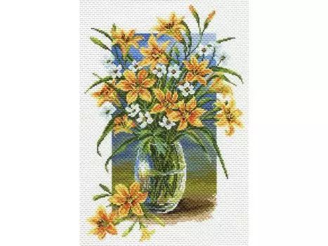 Рисунок на канве «Лилейник и анемоны»