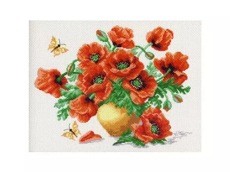 Рисунок на канве «Маки»