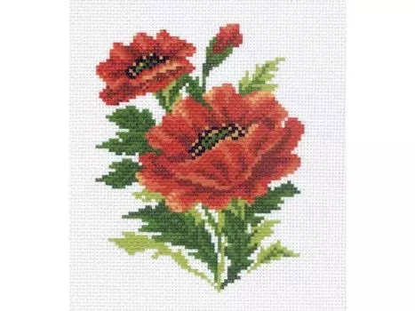 Рисунок на канве «Маки»