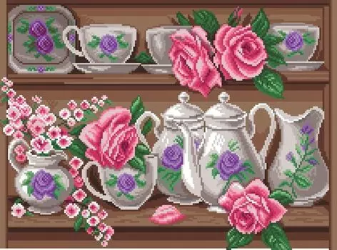 Рисунок на канве «Розовый сервис»