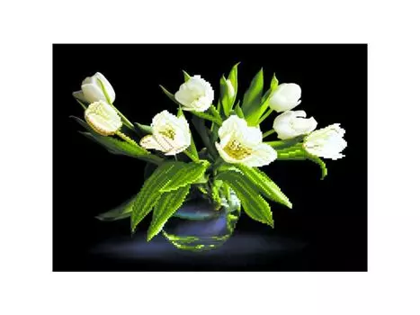 Рисунок на шелке «Белые тюльпаны»