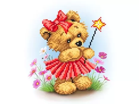 Рисунок на шелке «Мишка Дева»