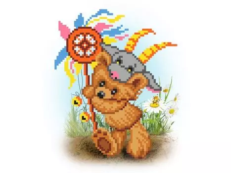 Рисунок на шелке «Мишка Козерог»