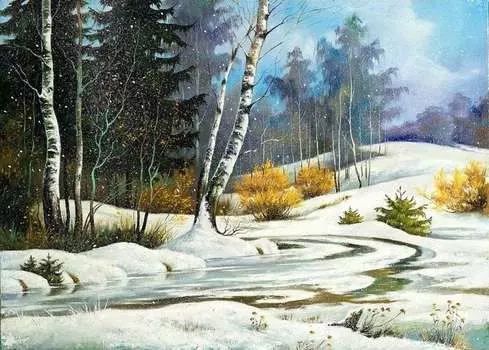 Рисунок на шелке «Оттепель»