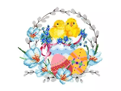 Рисунок на шелке «Пасхальный венок»