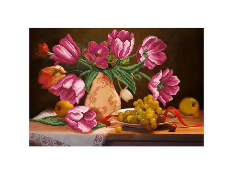 Рисунок на шелке «Тюльпаны»