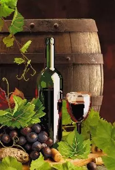 Рисунок на шелке «Винный погреб»