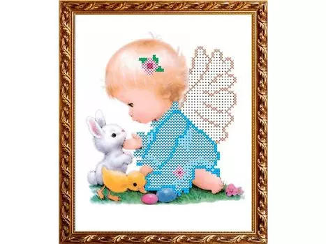 Рисунок на ткани «Ангелочек со зверушками»