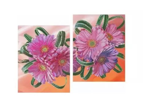 Рисунок на ткани для вышивания бисером Диптих «Герберы»