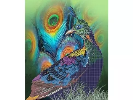 Рисунок на ткани для вышивания бисером «Павлин»