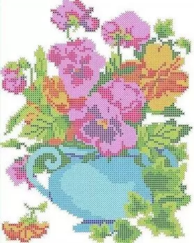 Рисунок на ткани «Фиалки»