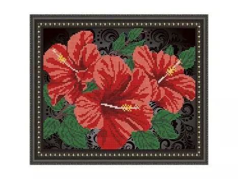 Рисунок на ткани «Гибискус на черном»