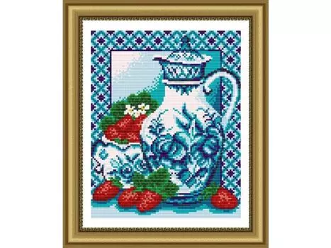 Рисунок на ткани «Гжель. Клубника»