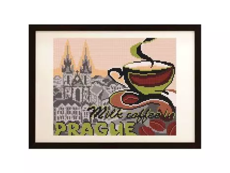 Рисунок на ткани «... на кофе с молоком в Праге»