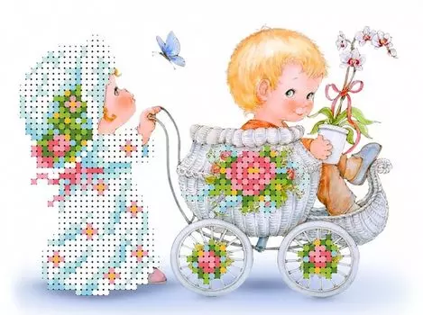 Рисунок на ткани «На прогулке»